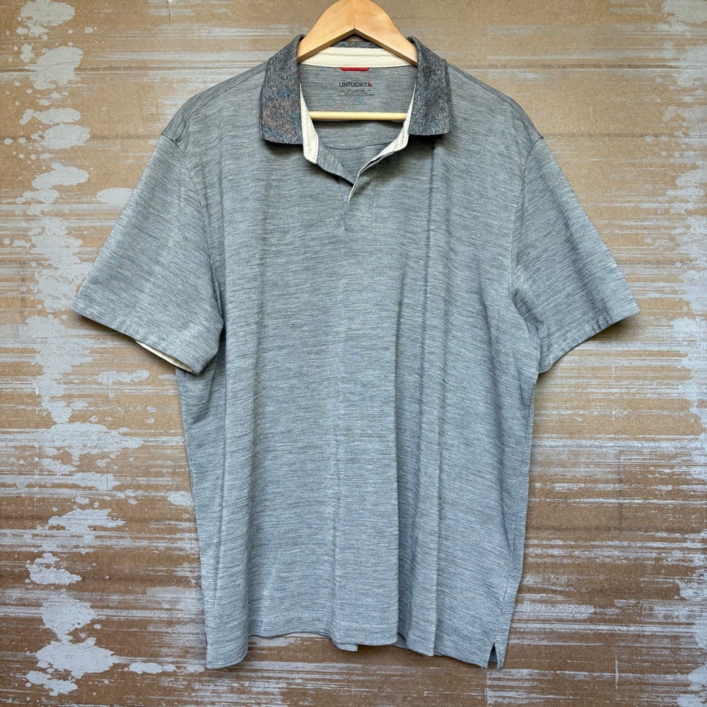 Untuckit Hannifer Polo Shirt Gray Heather Classic Preppy Work Wear Mens XXL